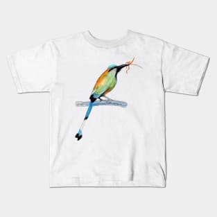 Blue Crowned Motmot Painting Kids T-Shirt